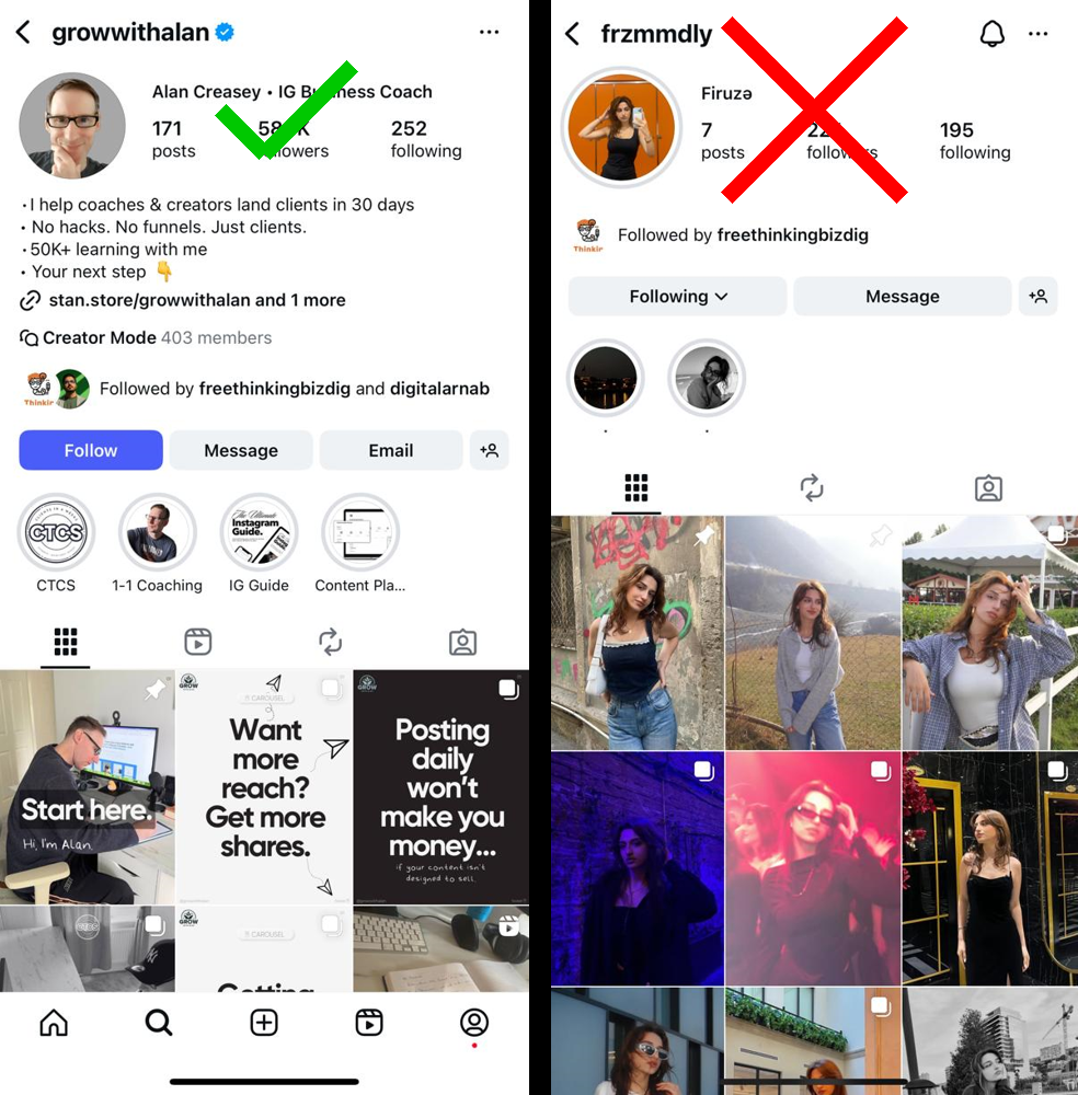 clear insta profile